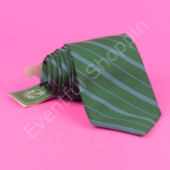 J Press Other - J Press Tie Mens Green Blue Irish Poplin Repp Stripe Silk Wool Vintage New